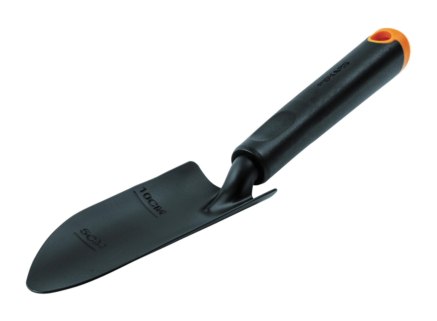 Fiskars Ergo Transplanter, Length 30cm, Rust-Resistant Steel Head/Plastic Handle, Black/Orange, 1027018