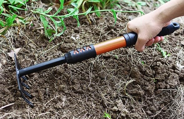 PlushPlumage Hand Garden Rake,Rake for Gardening,Soil Rake,Heavy Duty Carbon Steel Mini Hand Gardening Tools