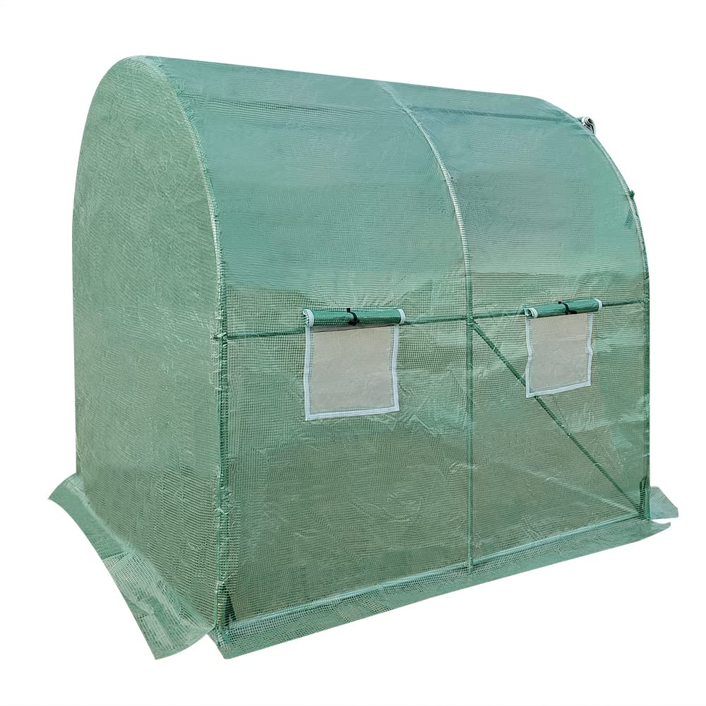 Walk In Polytunnel Outdoor Garden Greenhouse with Roll Up Door Steel Frame (2x2x2m)
