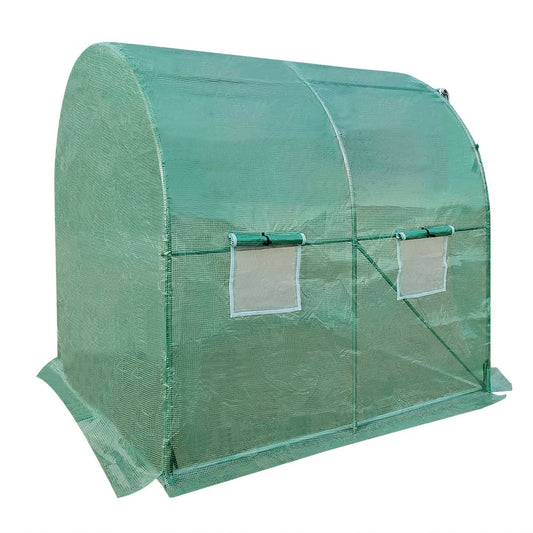 Walk In Polytunnel Outdoor Garden Greenhouse with Roll Up Door Steel Frame (2x2x2m)