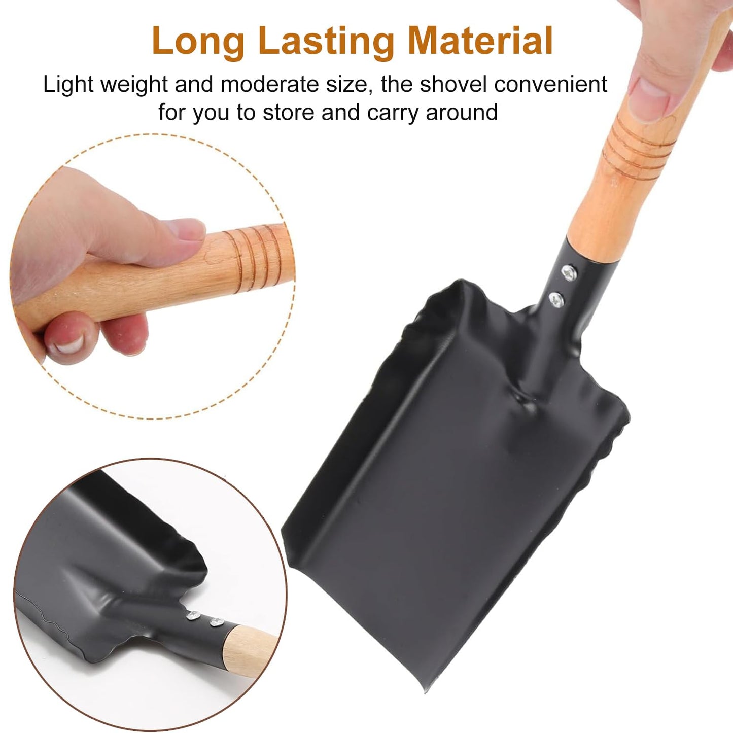 Heavy-Duty Metal Coal Shovel – Durable Steel Scoop with Comfortable Wooden Handle for Fireplace, Stove, Ash, Garden Wastes and Outdoor Use (Small)