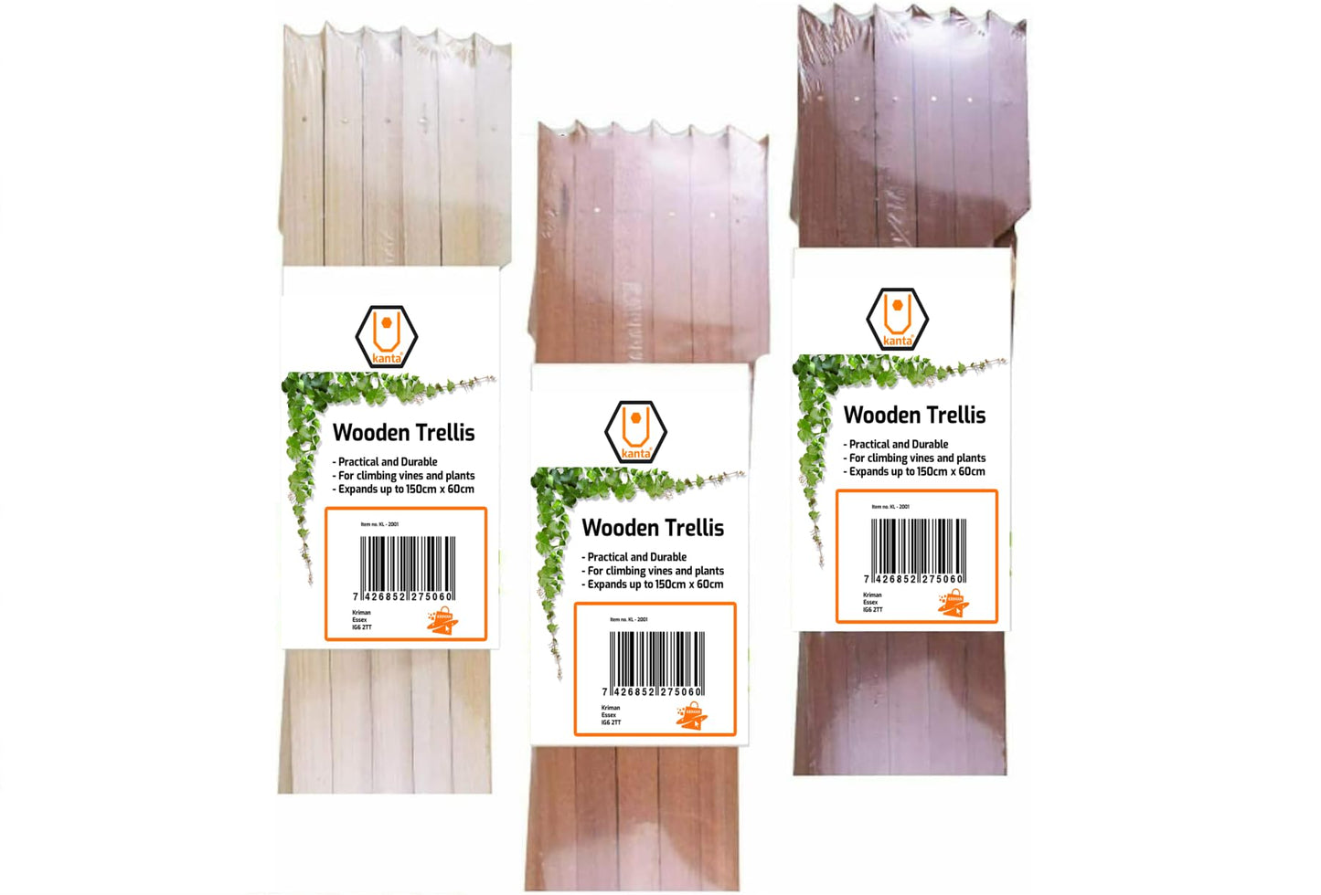 kanta 3 x Garden Trellis Expandable Wooden Plant Support 150cm x 60cm colour shades may vary.