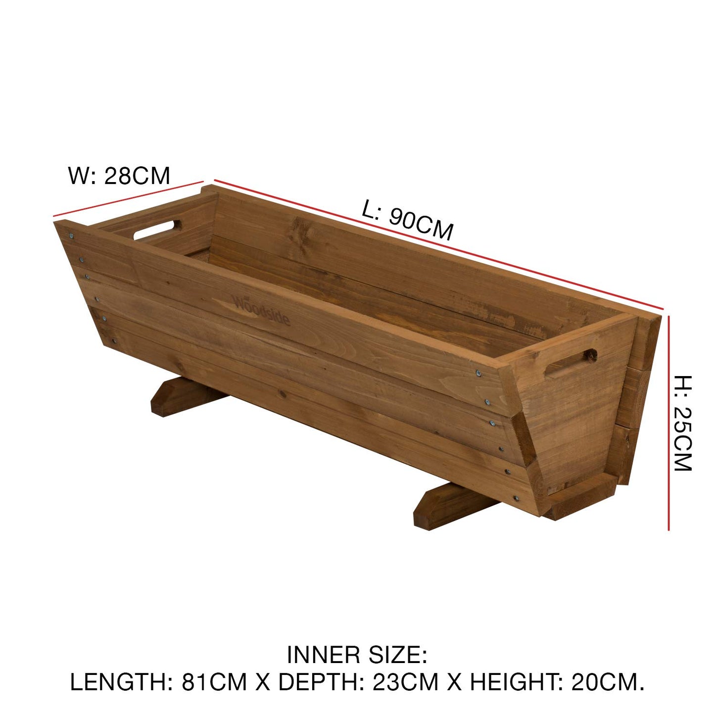 Woodside Wooden Garden Planter Plant/Flower Trough Container Box