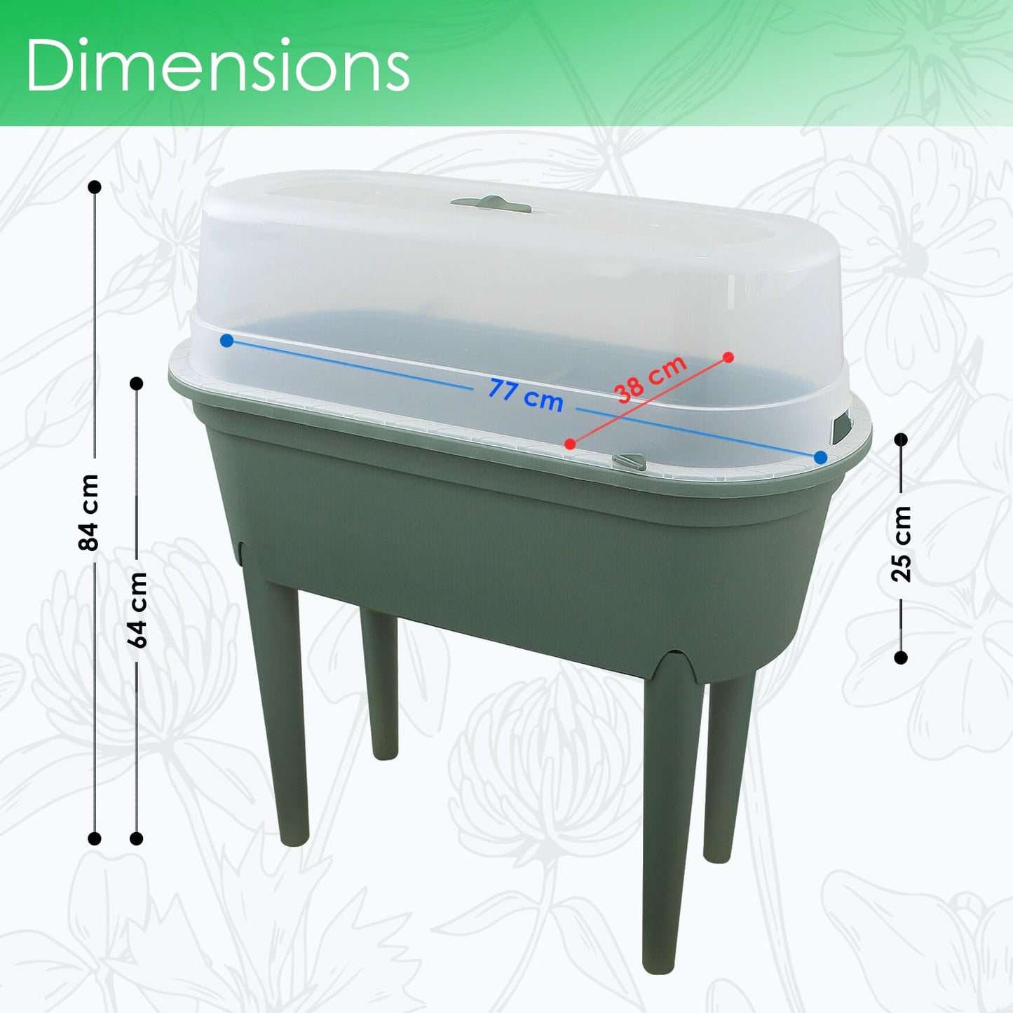 GEEZY Raised Garden Bed Planter Box Outdoor Patio Greenhouse Flower Vegetable Grow Box with Lid & Legs Green - Durable, Portable & Versatile Planter for Small Spaces & Easy Planting & Care