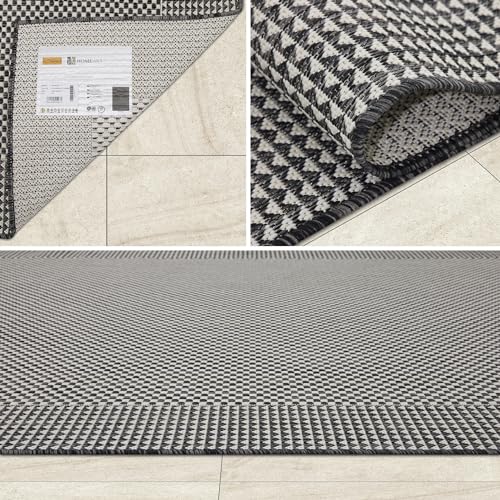 HomeArt Outdoor Rugs | Easy-Cleaning Indoor & Outdoor Area Rugs for Porch, Deck, Balcony, Garden, Picnic, Kitchen, Hallway | UV & Weather-Resistant Large Patio Rug Mats | Anthracite Cream 160 x 230 cm