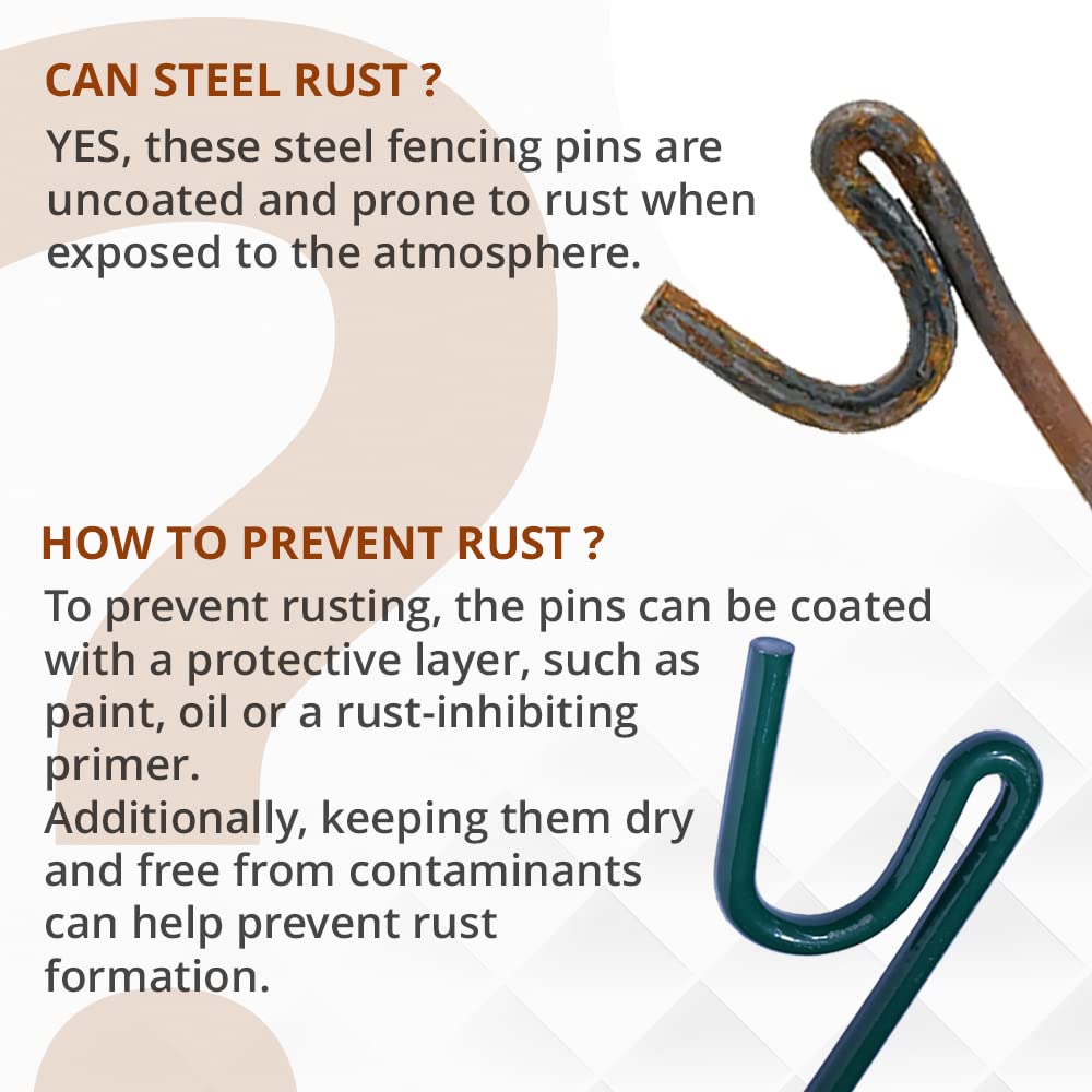 ANSIO Fencing Pin 1.2m Long 8mm Thick Steel Fencing Pins Road Pins Non-Galvanised Metal Pins for Temporary Outdoor Garden Decking & Fencing (10 Pack)
