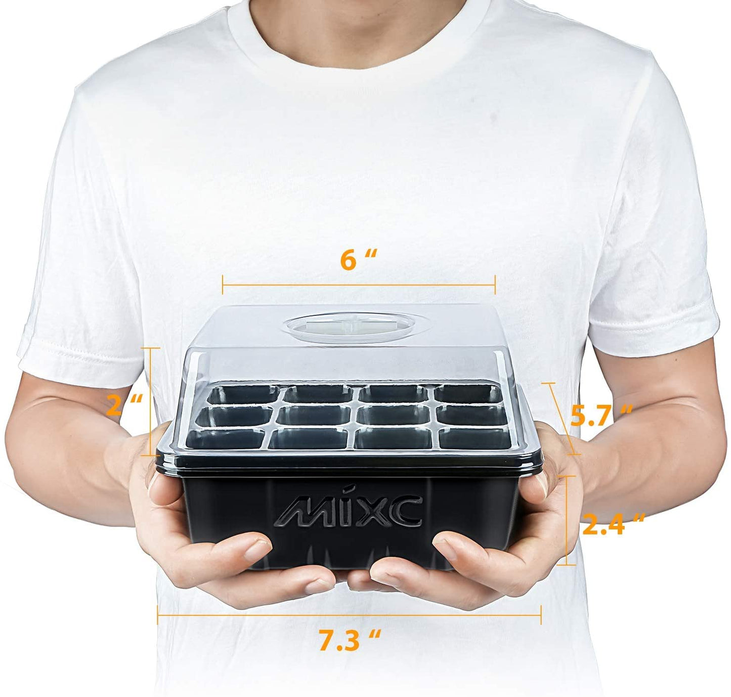 MIXC Seed Trays,10 Pack 120 Cells Seed Trays for Seedlings Reusable, Seed Trays with Lids Propagator Tray Growing Starter Tray, Germination Trays Kit Plastic for Greenhouse/Garden Black