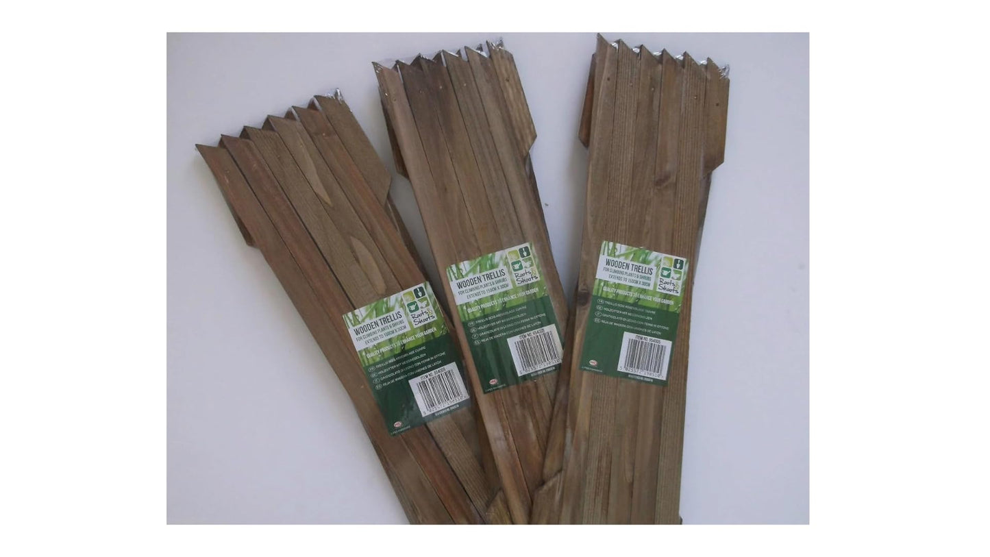 3 X Garden Gardeners Dark Brown Coloured Wooden Expanding Expandable Wooden Garden Trellis Each Piece Expands to 150 x 60 cm New