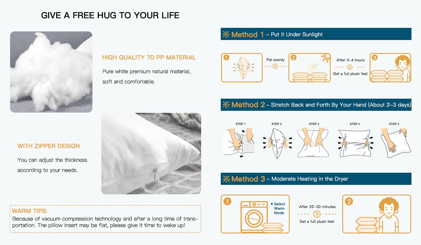 Artscope Premium Square Form Cushion Inner Pads, Set of 4 Waterproof Cushion Stuffer for Patio Garden Bench Sofa Farmhouse - Out-Indoor Decorative Pillows Inserts, Standard/White 45x45cm