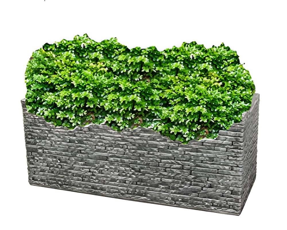2 x Grey Brick Stone Effect Plastic Garden Trough Planter Patio Flower Pot 60cm