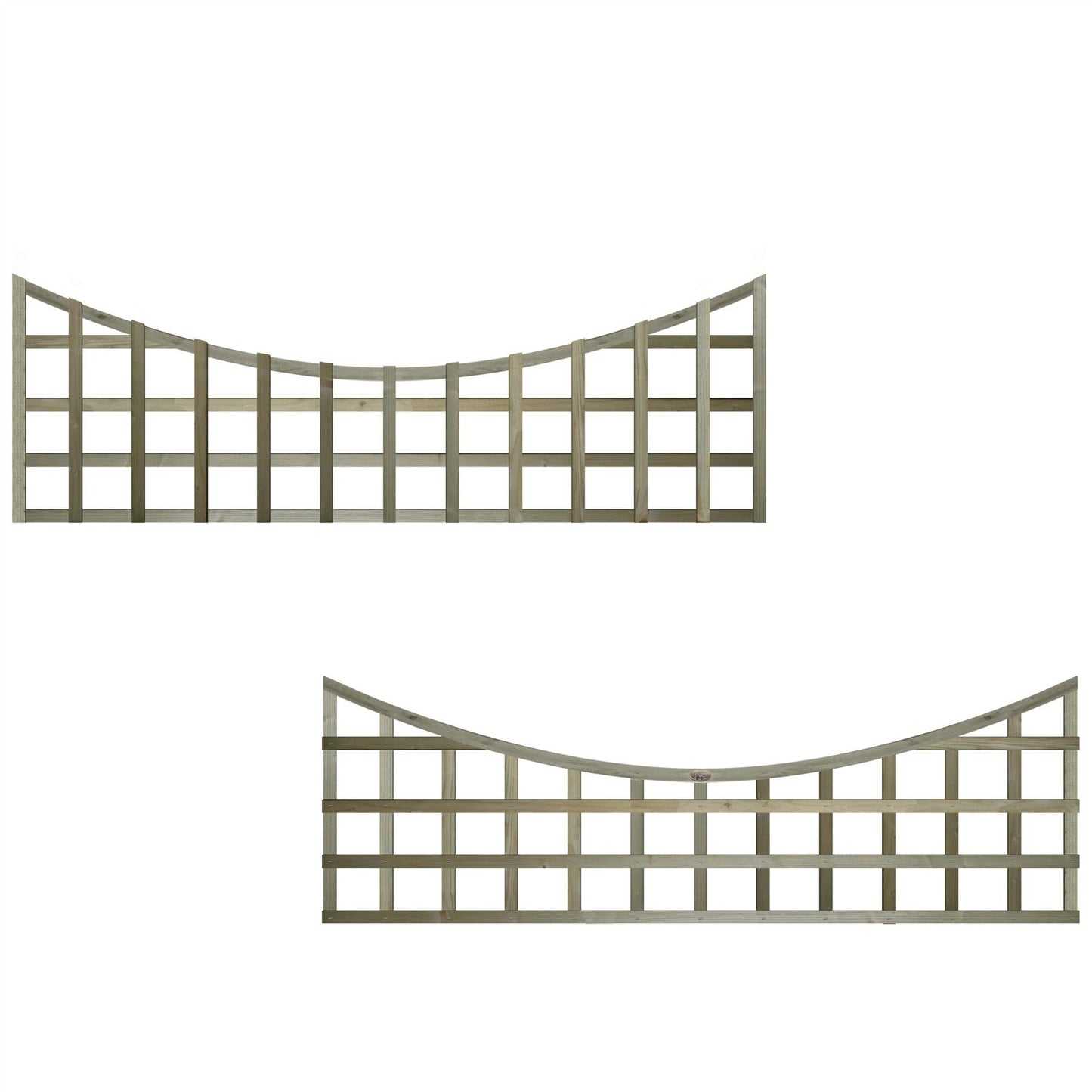 Premier Garden Standard Trellis Panels 120mm Squares Concave Design Width: 6ft (183cm) x Height @ Shoulder: 2ft (60cm) -20cm Concave Fence Panel Topper Wave affect with Arch Trellis Panels