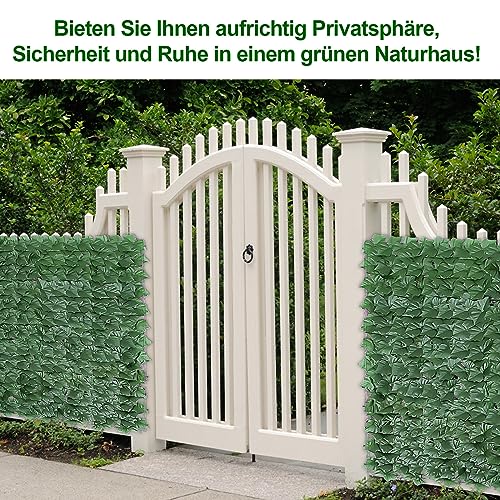 BlueEour Artificial Ivy Privacy Fence Screen, 3m x 1m Evergreen Leaf Decorative Fence, Artificial Ivy Leaf Hedge Fence Screen, UV Fade Protection for Wall Landscaping Balcony Garden Outdoor Decor