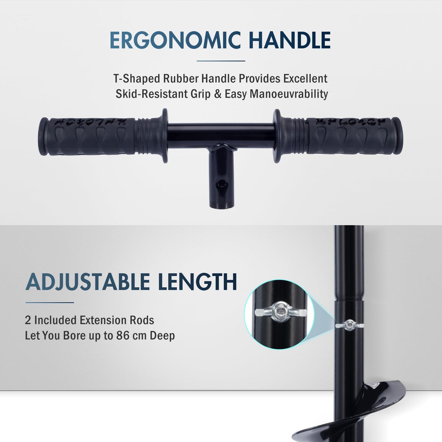 CO-Z 86cm Manual Post Hole Digger, Fence Post Auger for Gardening, Post Hole DiggerTools with 24cm Auger Drill Bit Extension Rods Handle, Post Hole Fence Manual Hand Drill Digger Earth Auger