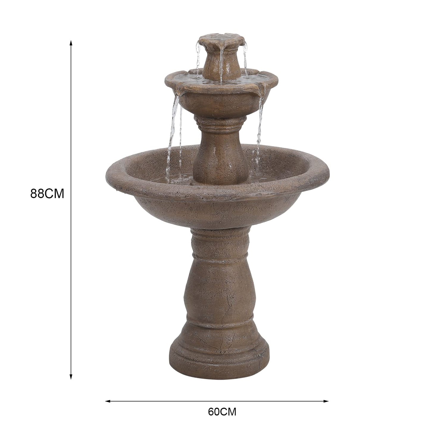 BTGGG Garden Water Feature Resin 3 Tier Cascade Main Powered Water Fountain with Stone Effect Freestanding Water Fountain Waterfall Outdoor Ornaments for Garden, Patio, Lawn Decor