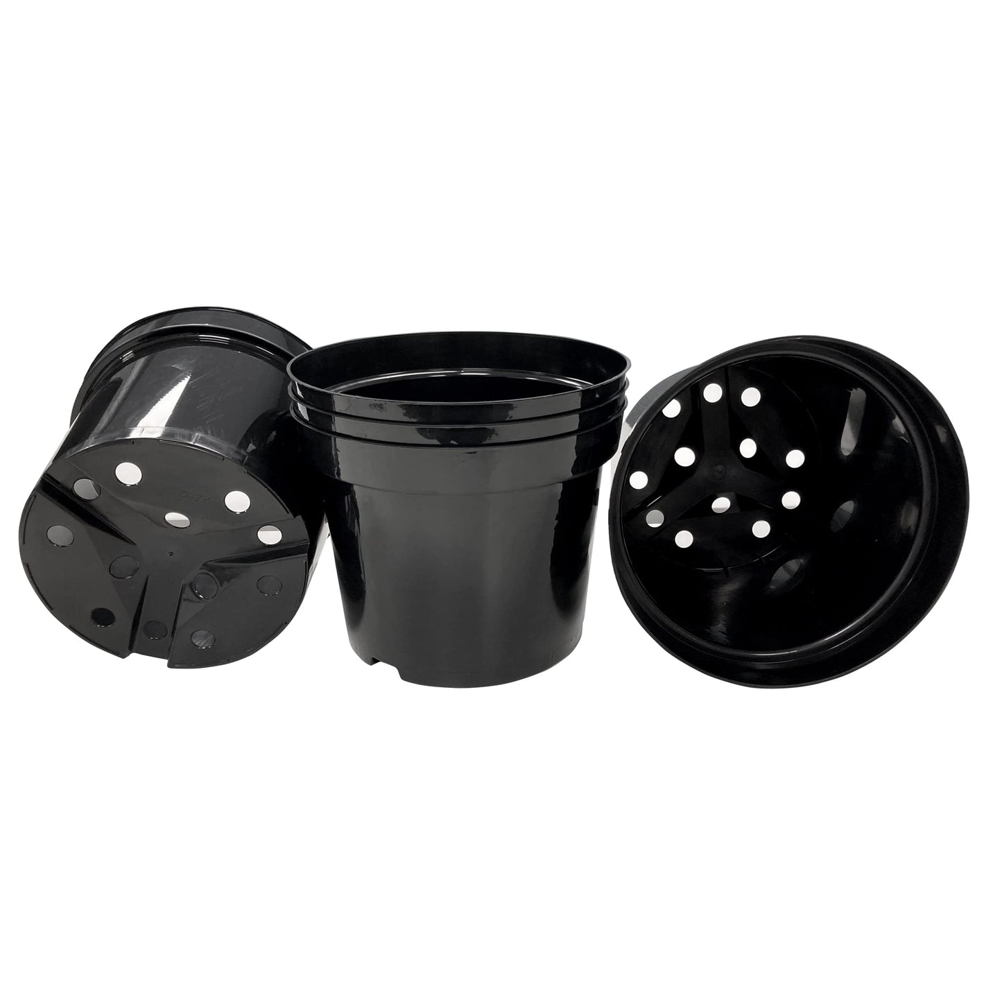 Kingston Tools Premium Recycled Plastic Garden Planter Pot – Heavy Duty Plant Flower Pots – Indoor Outdoor Home Décor Gardening Planters – Capacity: 10L, Black – Pack of 5
