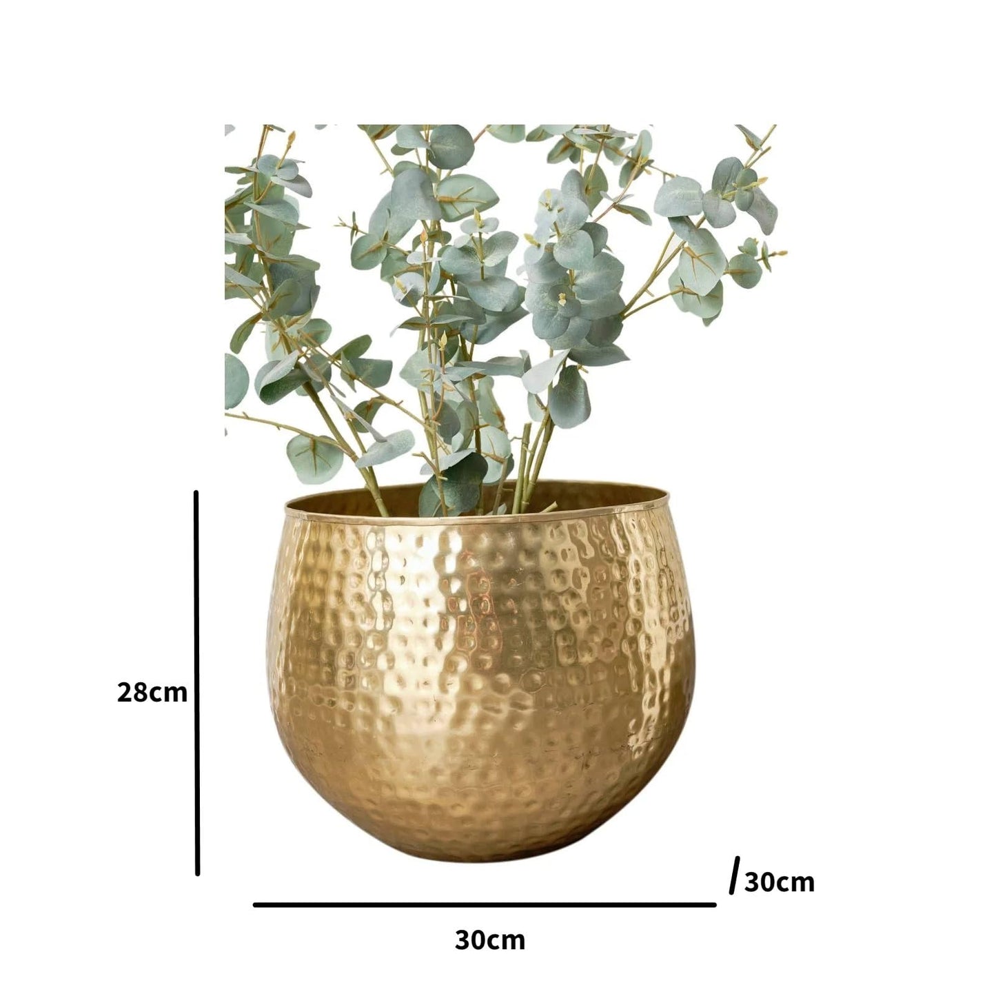Medium Gold Hammered Metal Planter 30cm x 28cm