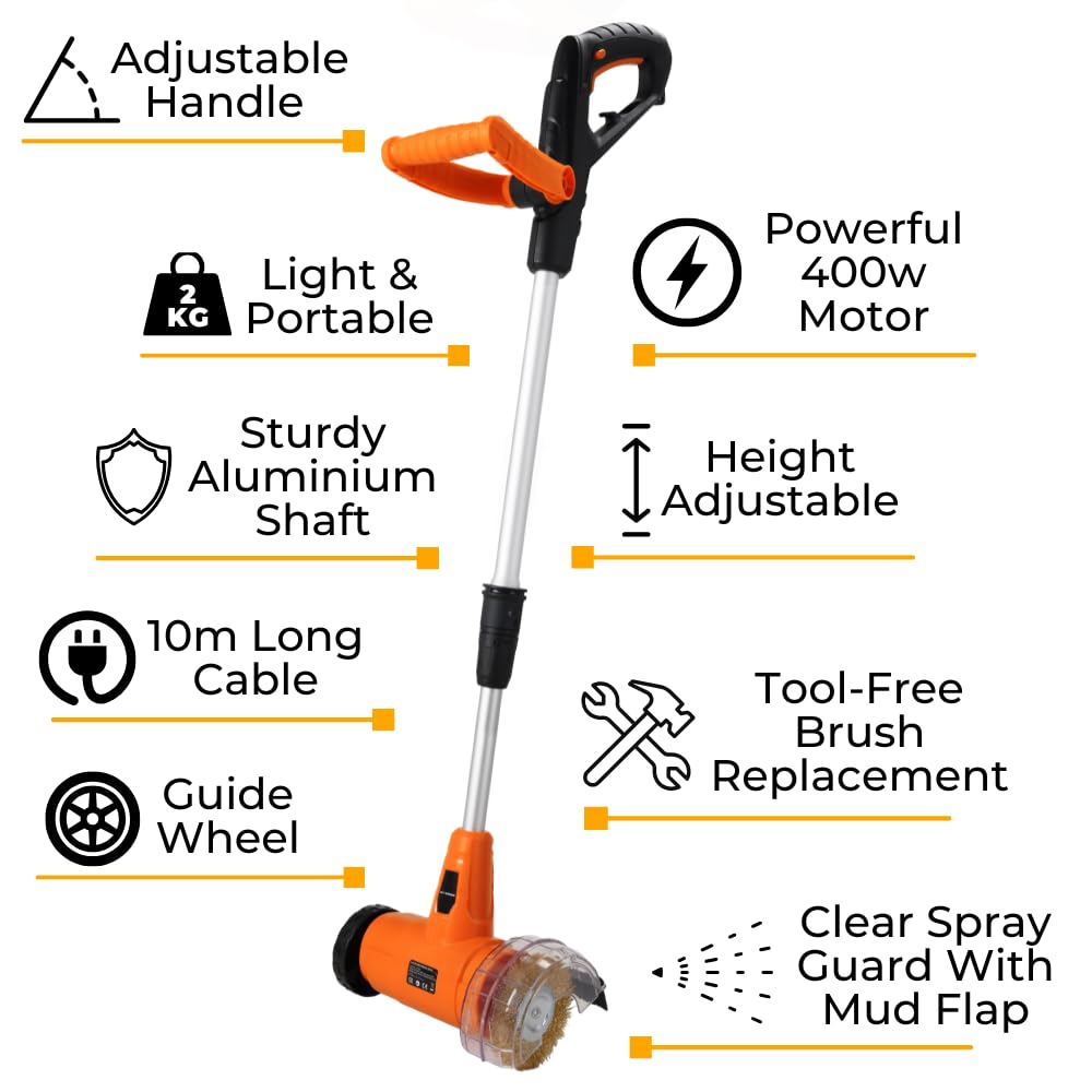 Lazy-Weeder Electric Weed Remover Brush Tool Moss Patio Block Paving Cleaner 2kg 400w