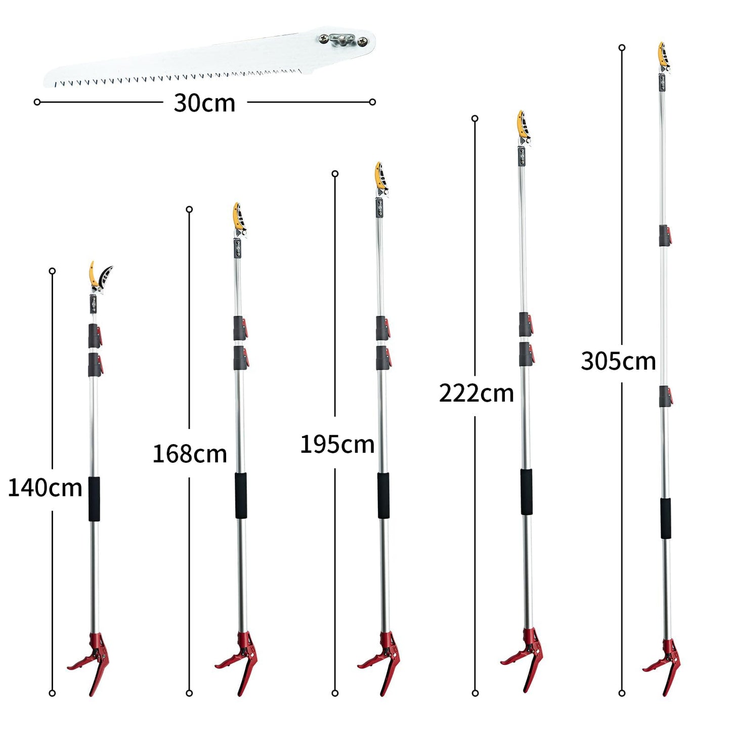 FLORA GUARD 1.4-3m Extendable Long Reach Pruner - Long Reach Pole Saw, Telescopic Fruit Picker, Long Reach Telescopic Tree Pruner - Lightweight Tree Trimmers