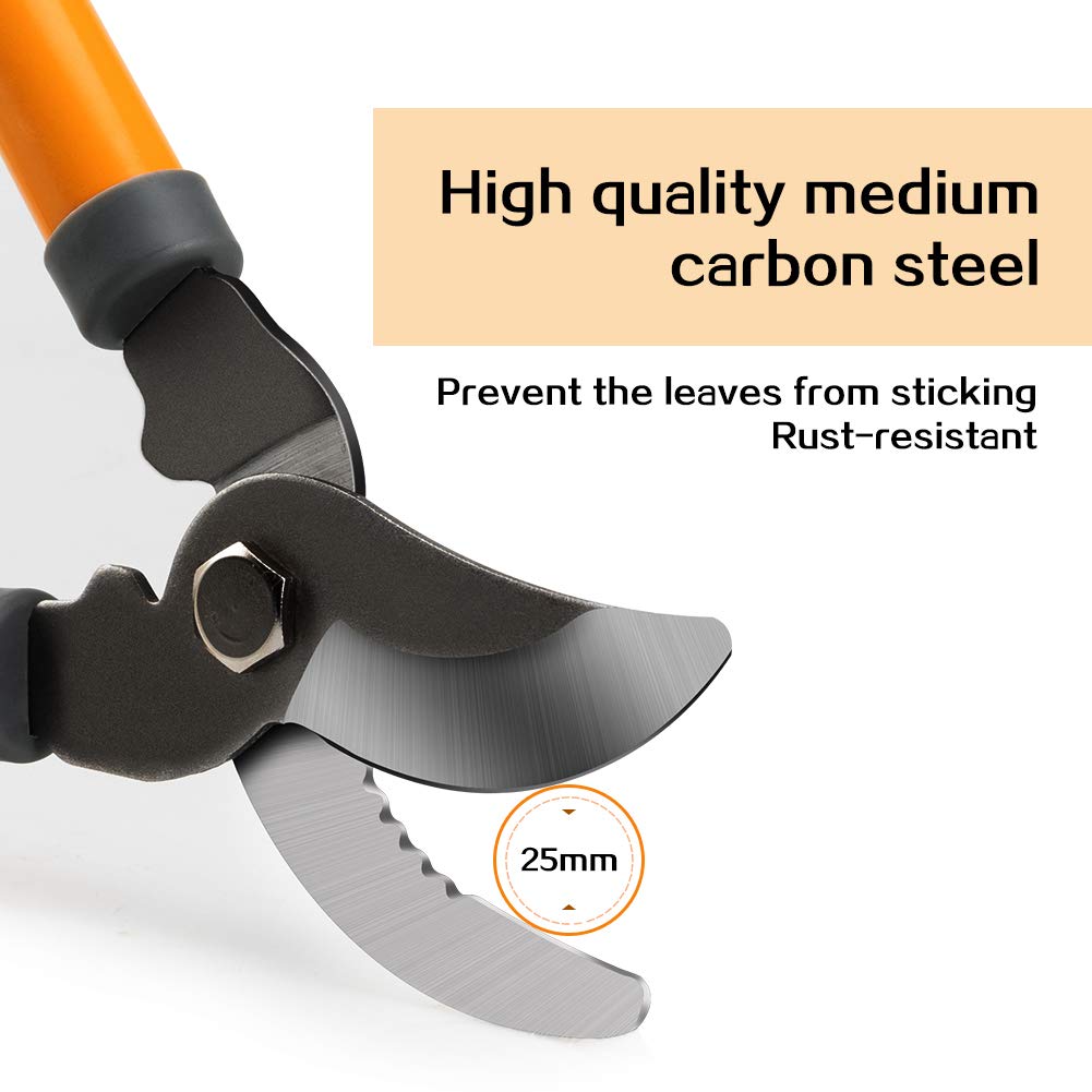 AIRAJ Bypass Loppers 38.5CM,SK5 Sharp Blades with Non-Stick Coating,Used to Trim Garden Branches Less Than 30 mm,Professional Tree Loppers,More Power Less Effort Loppers