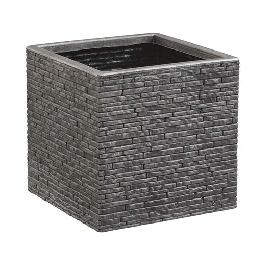 32 centimetre Strata Grey Brick Stone Effect Square Plastic Planter Flower Pot Patio Planter
