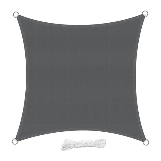 swift Sun Shade Sail 2.5m x 2.5m Square HDPE Breathable 98% UV Block 2.5x2.5 Meter Sunscreen Awning Canopy Sail Shades for Garden Outdoor Patio with Free Ropes, Anthracite