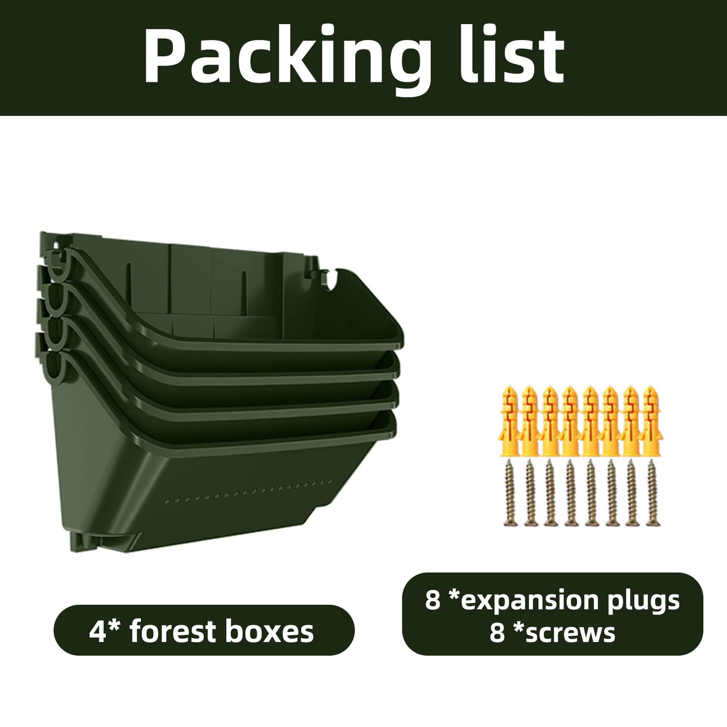 WMLBK Hanging Planter Bags with mounting screws, Vertical Living Green Wall with 4 Pots Self Watering Vertical Pocket Garden Wall Planter Outdoor Hanging for Indoor and Outdoor