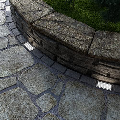 ledscom.de 4 Pieces LED Paving Stone Ground recessed Light CUS for Outdoors, IP67, Angular, 20 x 10cm, 2.9 W, 228lm, Cool White