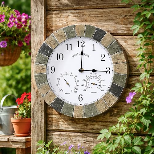 Homezone Westminster 14in Garden Clock & Thermometer