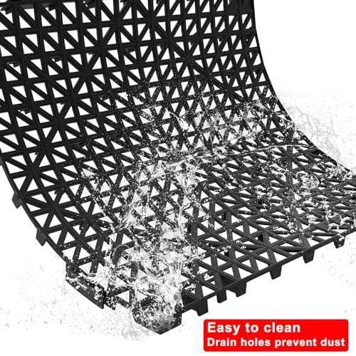 Plastic Paving Driveway Grid 12 PCS Garden Paving Slabs, Interlocking Rubber Floor Decking Tiles Paving Mat with Hole, Non Slip Pool Deck Mat Outdoor 12" x 12" for Drain Deck Pool Patio Balcony Shower