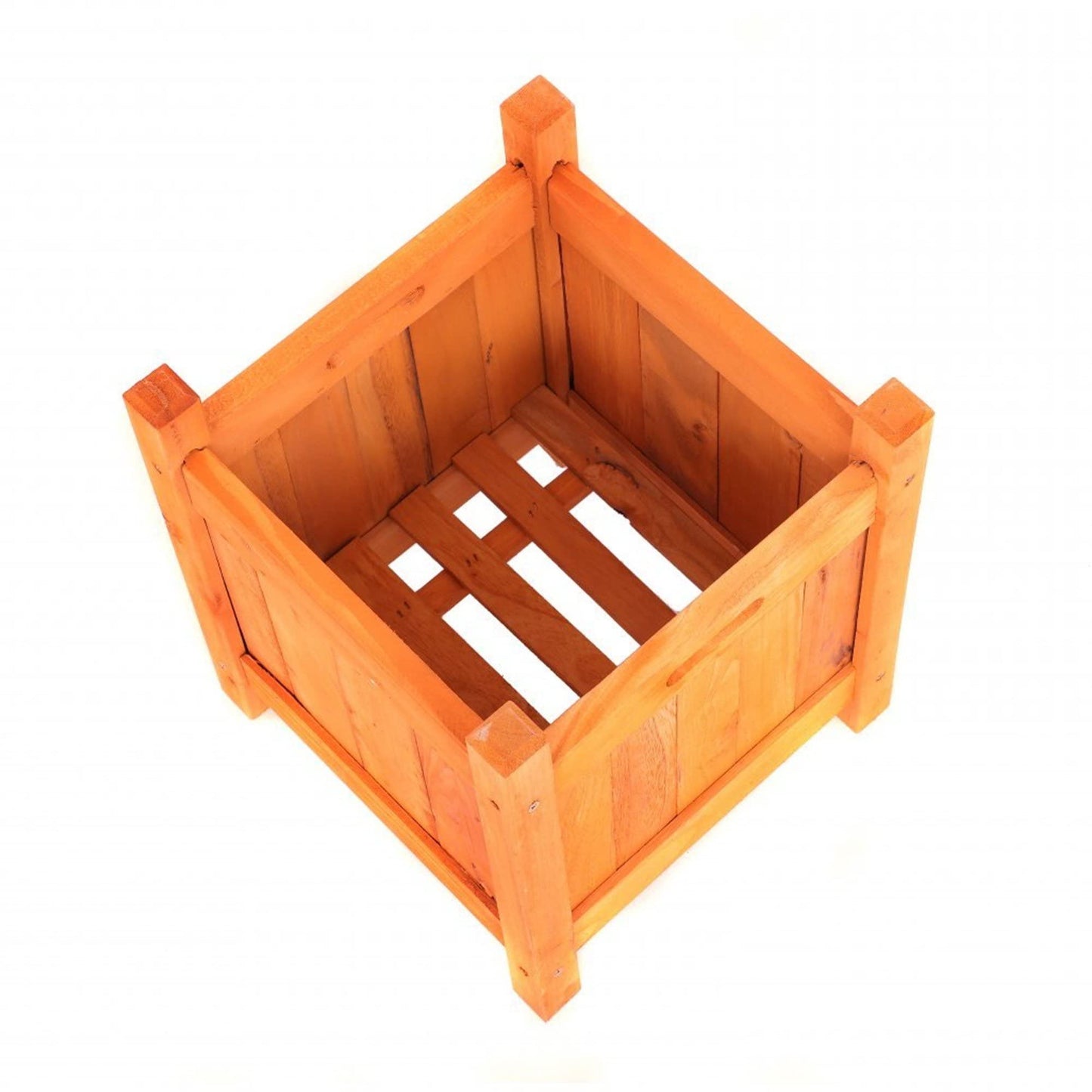 Oypla Garden Wooden Square Flower Planter Ornamental Plant Pot