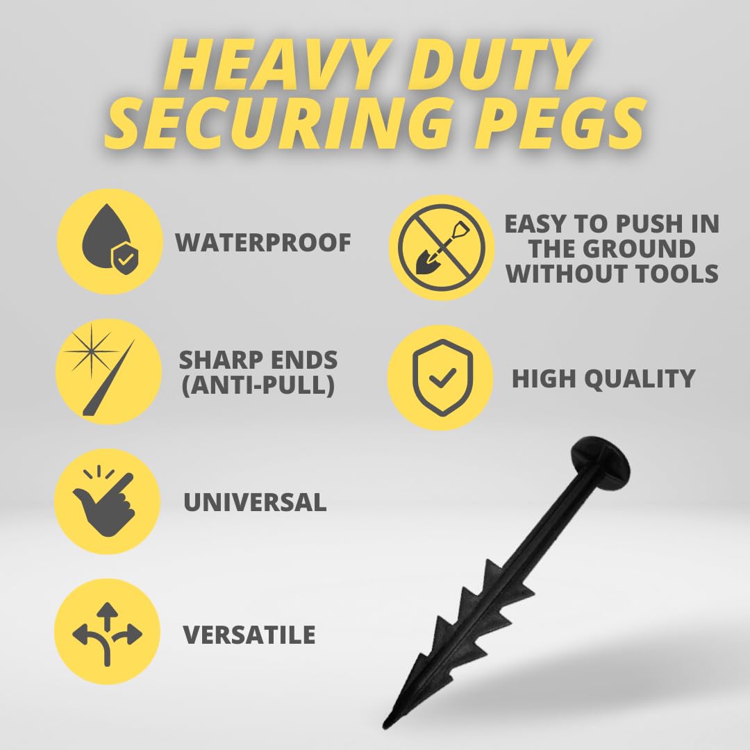 Garden Mile® 100 Heavy Duty Plastic Weed Control Fabric Ground Securing Pegs