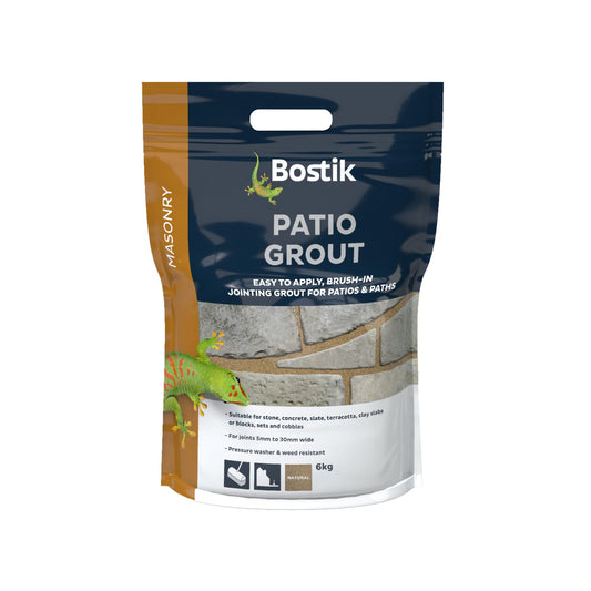 Bostik Patio Grout, Easy to Use, Alternative to Traditional Cement, for Filling and Sealing Joints, Colour: Natural, 6kg
