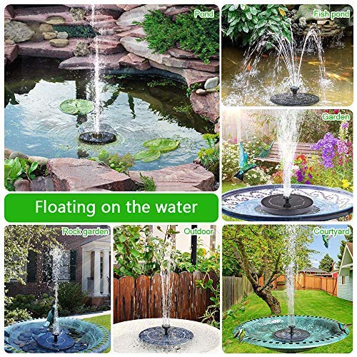 Senders Solar Fountain Pump, Circle Garden Solar Powered Panel Kit Water Pump for Pond, Fountain, BirdBath, Garden Decoration, Water Cycling, No Electricity Required