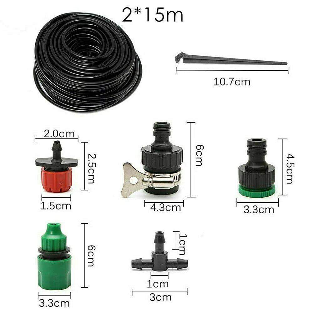 30m Garden Drip Irrigation Kits, DIY Plant Watering Kit Automatic Irrigation System with Adjustable Nozzle Sprayer and Dripper Automatic for Lawn, Garden, Patio