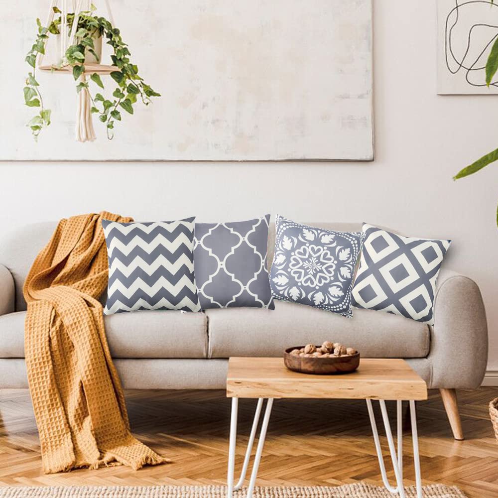 Outdoor Cushions Cover Waterproof, Outdoor Bench Seat Cushions Waterproof, Tropical Plants Waterproof Cushion Cover, Waterproof Throw Pillow Covers for Patio Garden Blench Living Room Sofa - 45 x 45cm