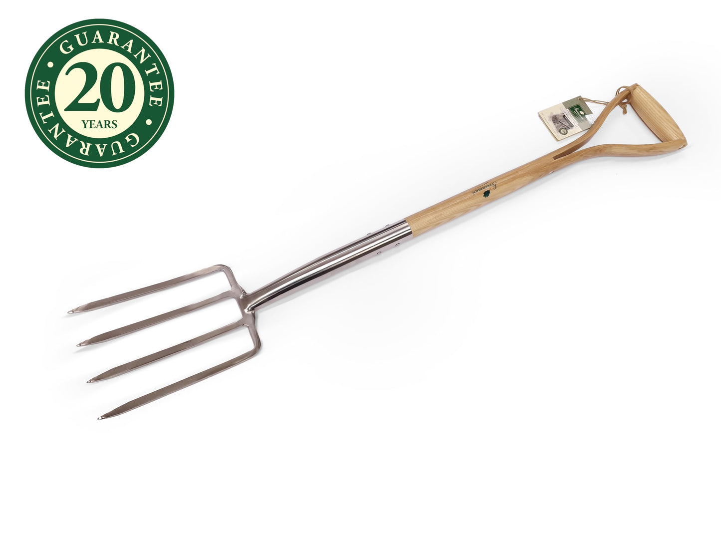 Greenman Light Weight Digging Fork Narrow Stainless Steel Ash Handled 20 Year Warranty 90cm x 14.5cm