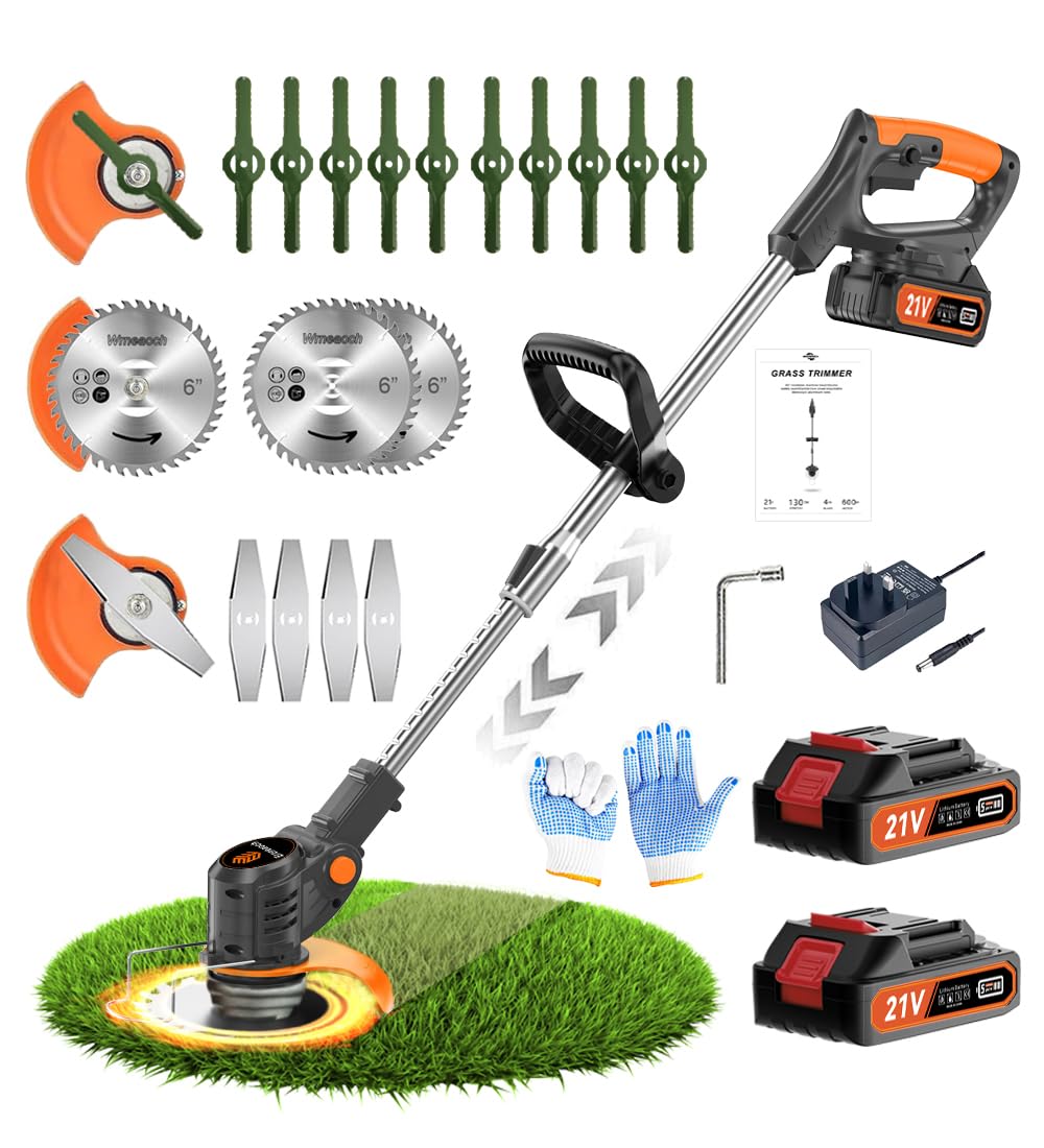21V Cordless Strimmer Erzneaoch Grass Trimmer with 11,000 RPM and 750W Motor Garden Strimmer Cordless with 2 Batteries 4.0Ah is the Perfect Partner for all Your Garden and Lawn Care Needs