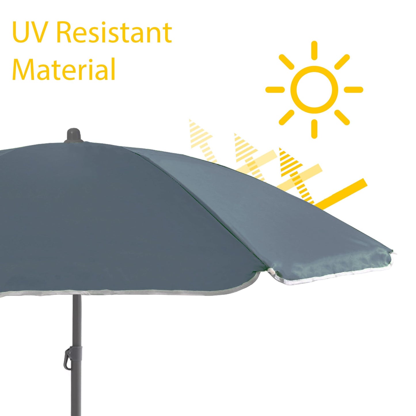 Out There! 240cm (7ft 8in) Grey Parasol with Base Garden Beach Parasol Umbrella | Outdoor Sun Shade with Adjustable Height and Base