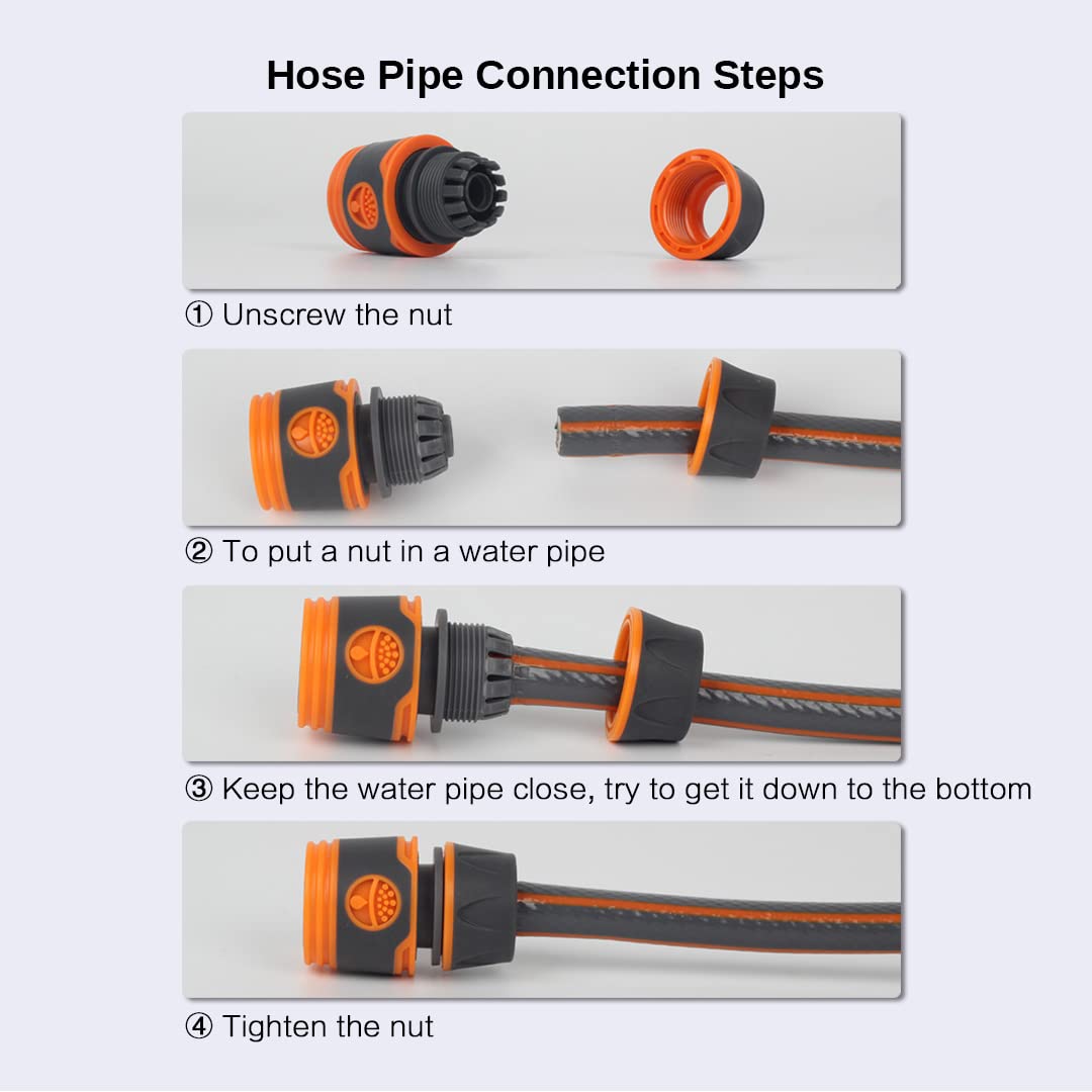 Garden Hose Connector for Hose Pipe, Outside Tap to Hose, Hose to Hose Connector Fittings Set - 6 Quick Connector for Hose, 2 Adapter Connector for Tap 3/4''&1/2'' 2 in 1, 2 Double Male Hose Connector