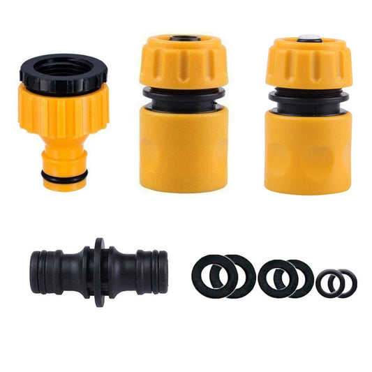 Topways® Garden Hose Connector Set, Including Hose End Quick Connector, Hose Waterstop Connector, 2in1 Threaded Tap Connector, Double Male Snap Connector, Spares Kit