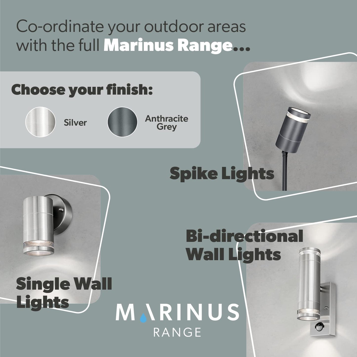 4lite Marinus Outdoor Up Down Wall Light (Stainless Steel) Rust Free IP44 Rated Motion Sensor Exterior Wall Lamp - 4L2/2306-4Yr Guarantee