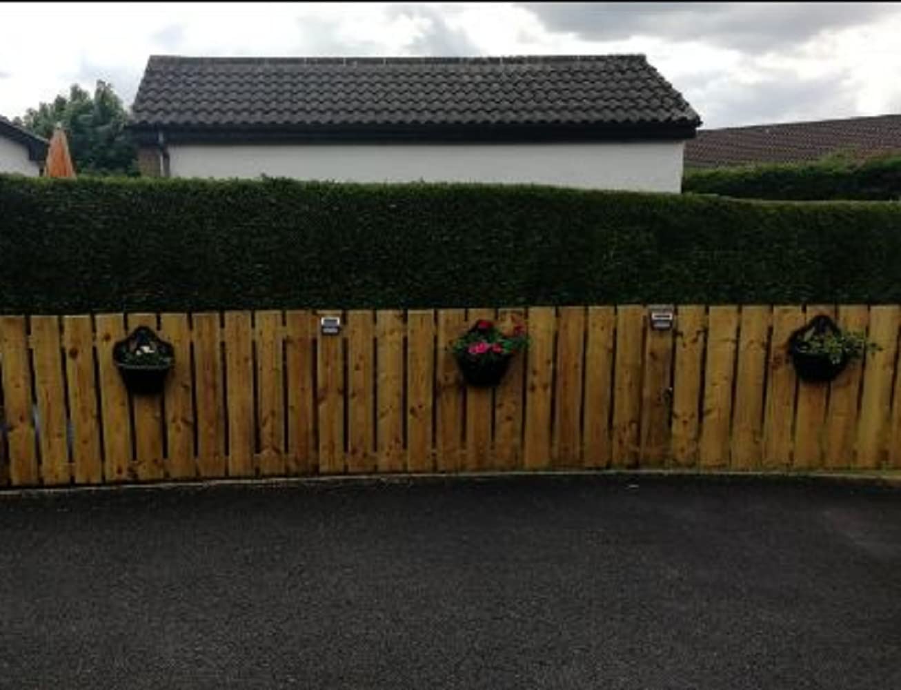 Fence Wall Planter Plant Flower Basket Pot Container Venetian Garden Box Plastic UK (Wall Planter 31 cm Black, 3)