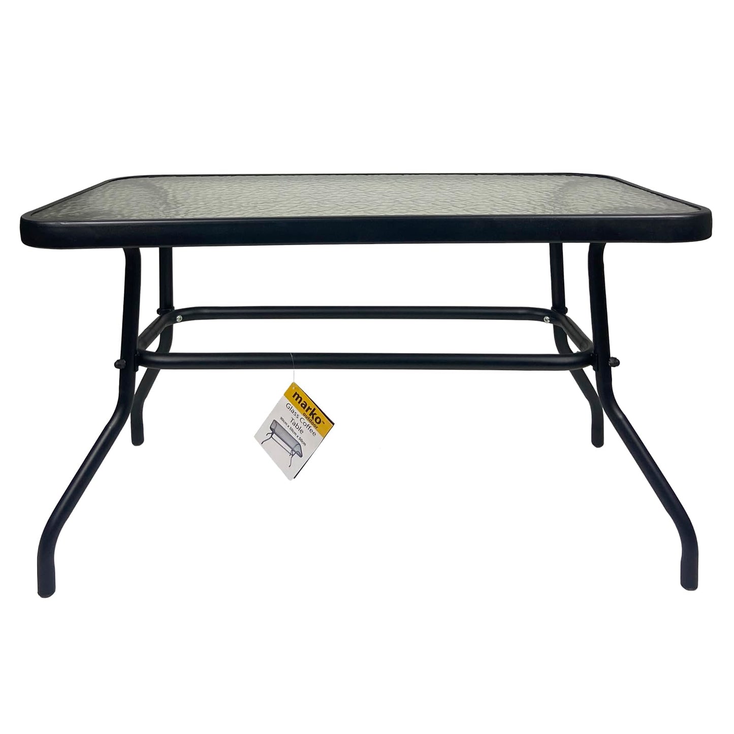 Tempered Ripple Glass Coffee Table Indoor Outdoor Rectangular Low Garden Patio Furniture Metal Table