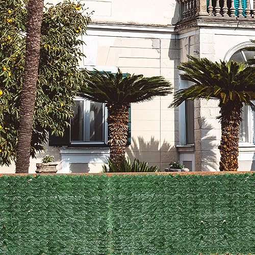 BlueEour Artificial Ivy Privacy Fence Screen, 3m x 1m Evergreen Leaf Decorative Fence, Artificial Ivy Leaf Hedge Fence Screen, UV Fade Protection for Wall Landscaping Balcony Garden Outdoor Decor