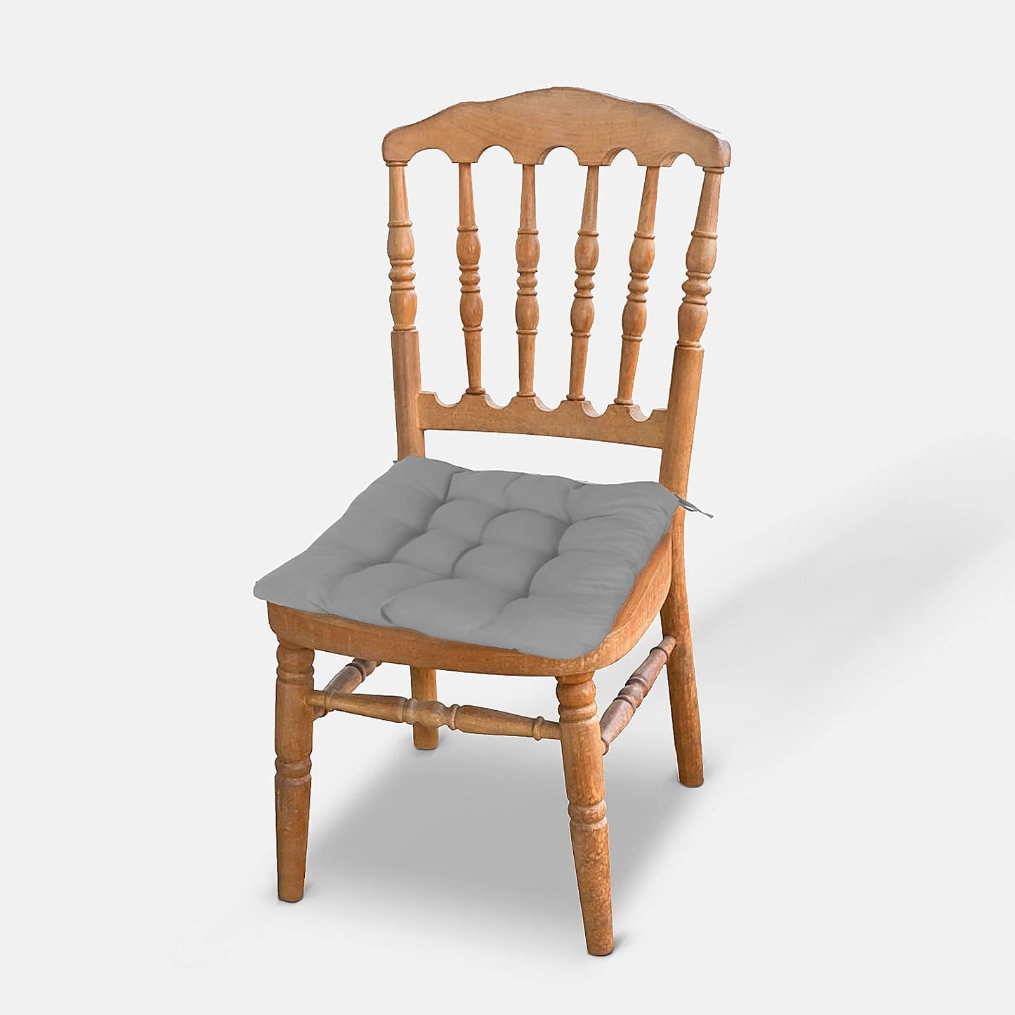 Holdfiturn 4Pcs Seat Pads for Dining Chair 40x40cm Garden Chair Cushions with Ties Comfortable Washable Square Seat Pad for Garden Kitchen Dining Outdoor Office Classroom Grey