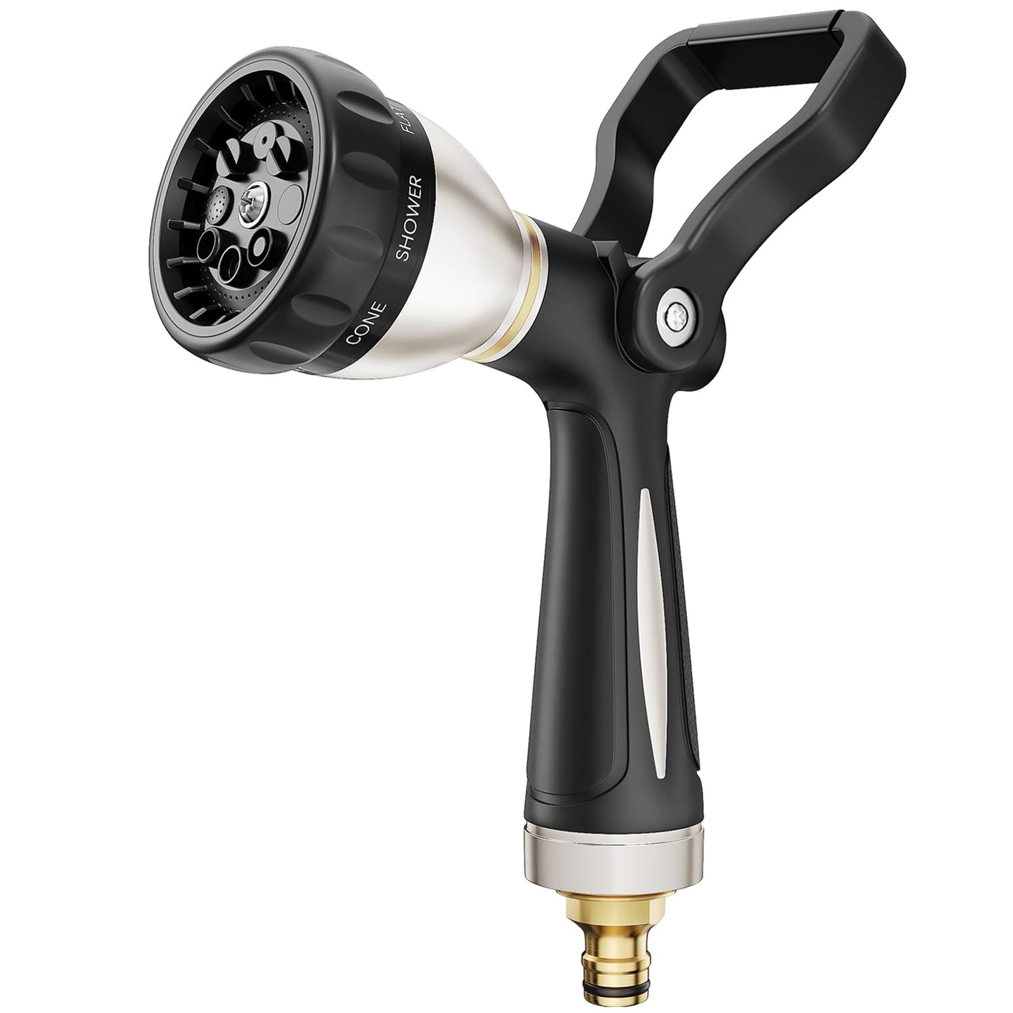 FANHAO Heavy Duty Fireman's Hose Gun, Metal Garden Hose Spray Gun with 8 Spray Patterns，High Pressure Hose Nozzle with Lever Control and Non-Slip Grip to Water Lawns & Plants, Wash Cars & Clean