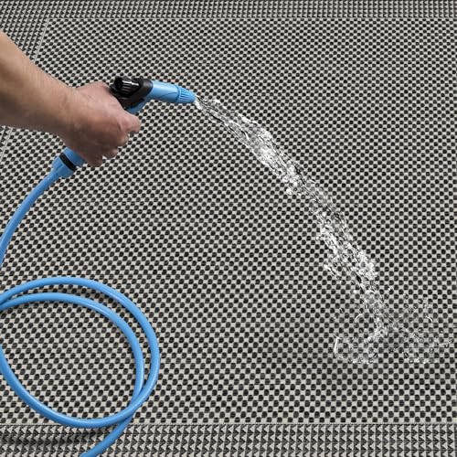 HomeArt Outdoor Rugs | Easy-Cleaning Indoor & Outdoor Area Rugs for Porch, Deck, Balcony, Garden, Picnic, Kitchen, Hallway | UV & Weather-Resistant Large Patio Rug Mats | Anthracite Cream 160 x 230 cm