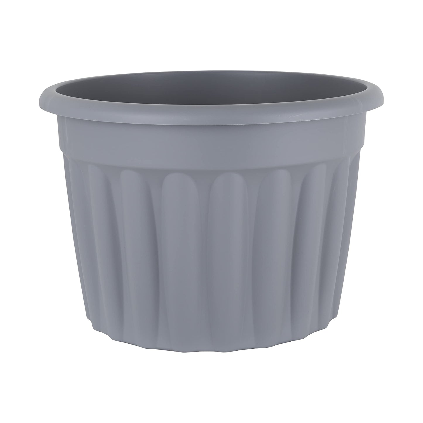 Wham 3x 60cm Vista Plastic Planter, Round Garden Plant Pot, Extra Large Floor Pot (60cm, 69L, Pack of 3) Indoor/Outdoor, Made in UK (Upcycle Grey)