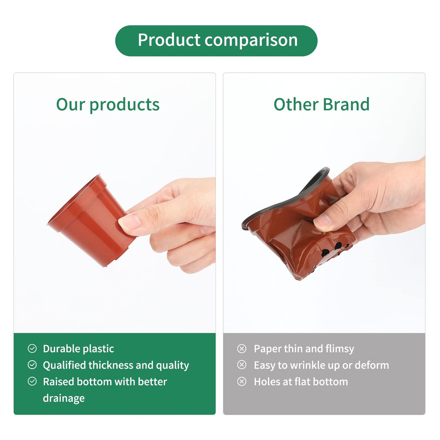 KINGLAKE 50Pcs Mini Plastic Plant Pots 5.4cm, Small Flower Pots Round Seed Nursery Pots for Seeds Seedling Vegetabels Herbs, Terracotta Color