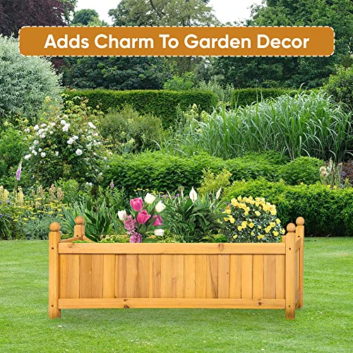 Albert Austin 1x Wooden Planter for Garden Easy to Assemble Weather Resistant Durable Design for Easy Planting Ideal for Indoor Outdoor Use Lightweight Garden Planters for Flowers (Large)